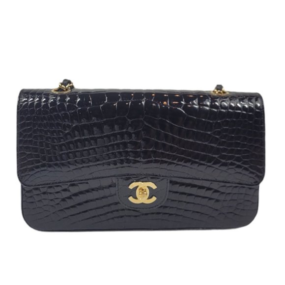 CHANEL Handbags - Chanel Black Crocodile Classic Double Flap Bag